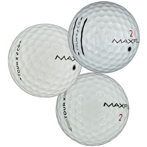 Maxfli tour white golf balls on white background