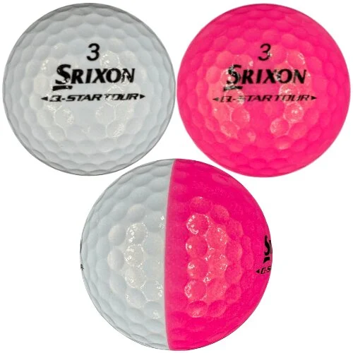 Srixon Q-Star Tour Divide Pink and white golf ball on white background