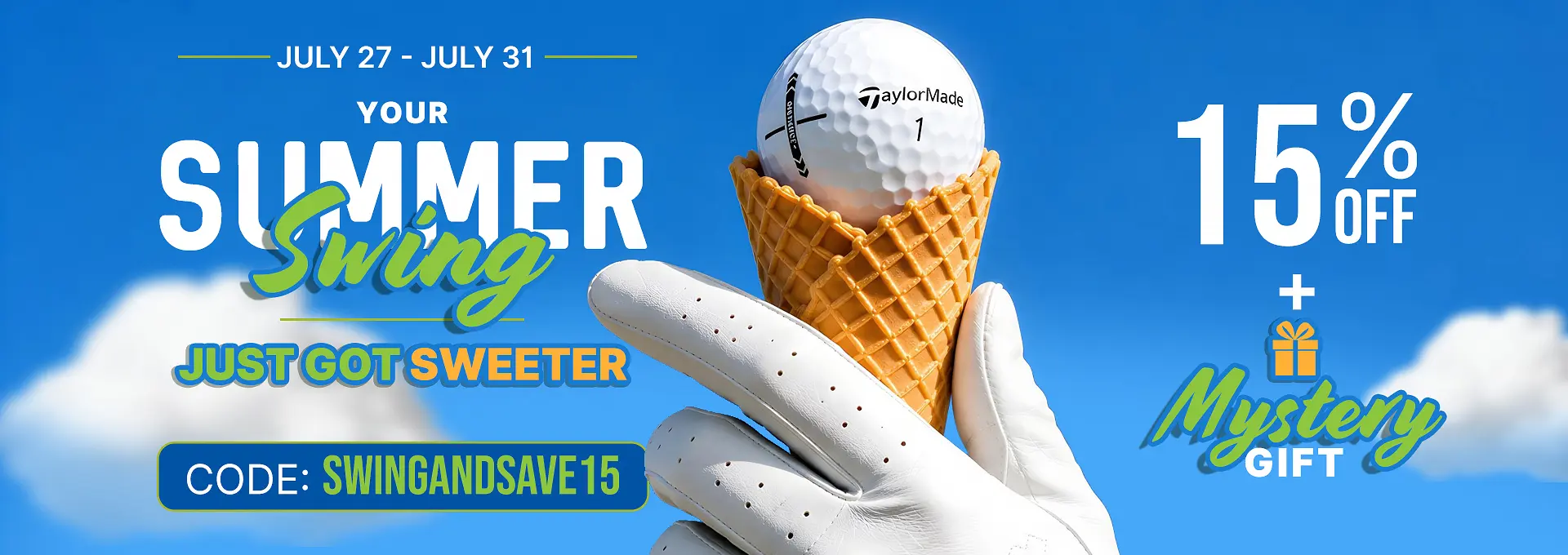 Your Summer Swing just got sweeter - 15%off + Mystery Gift - Use Code SWINGANDSAVE15